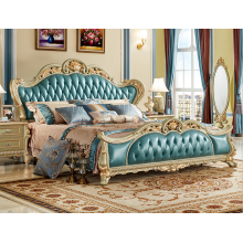 good quality luxury wooden blue leather master furniture bedroom
